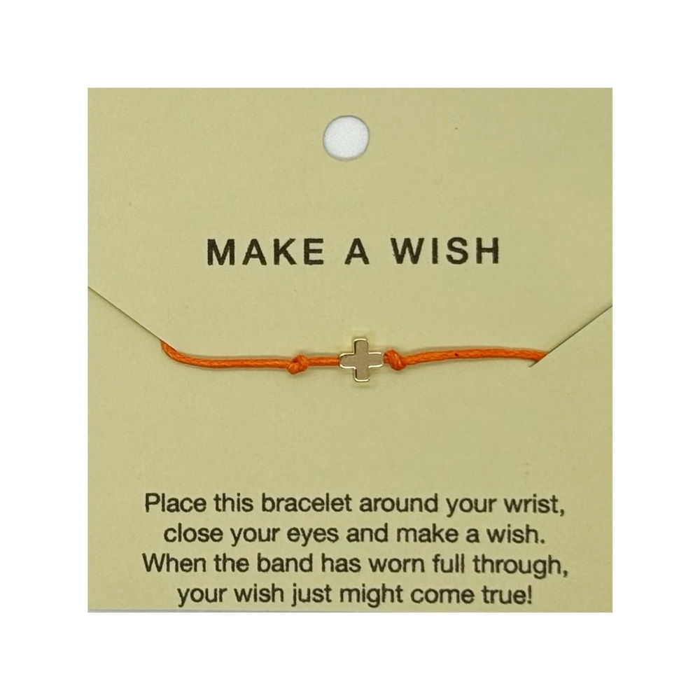 14k Gold Charm Make A Wish Bracelet Orange Adjustable Band NWT